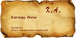 Karsay Anna névjegykártya