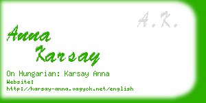 anna karsay business card